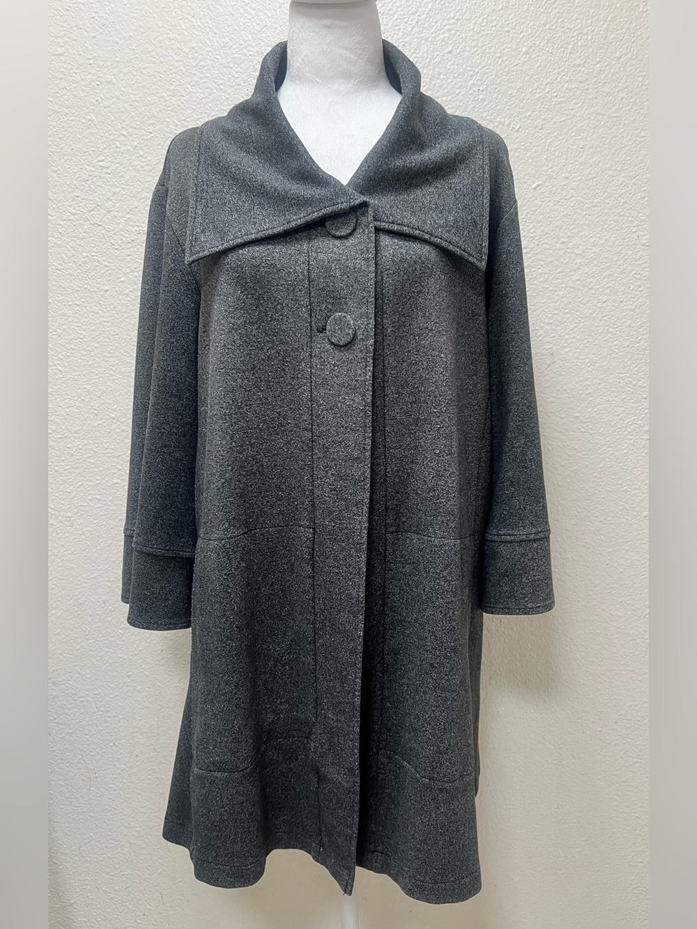 Comfy USA Dark Charcoal Wool-Blend Linda Swing Jacket XL